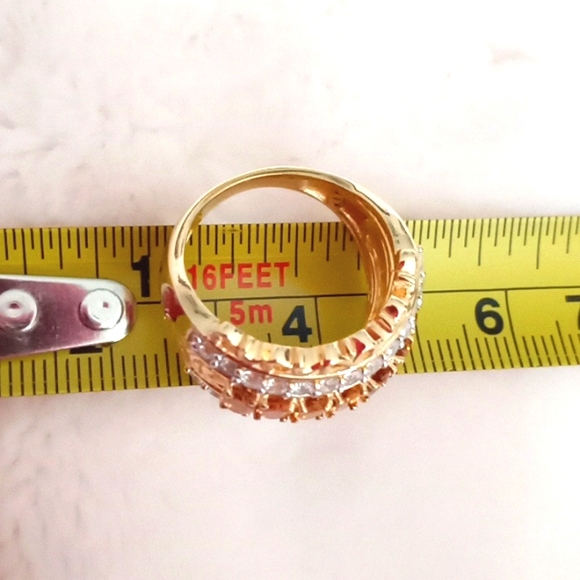 TANZANIAN NATURAL GOLDEN TOURMALINE, NATURAL WHITE ZIRCON RING - Picture 7 of 9